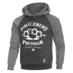 Pretorian kapucnis pulóver "Public enemy" - grafit