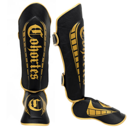 Cohortes bőr "Aculeo Armis" fekete/arany lábszárvédő